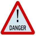 Danger sign warning of toxic liquid plumbing fumes and health risks