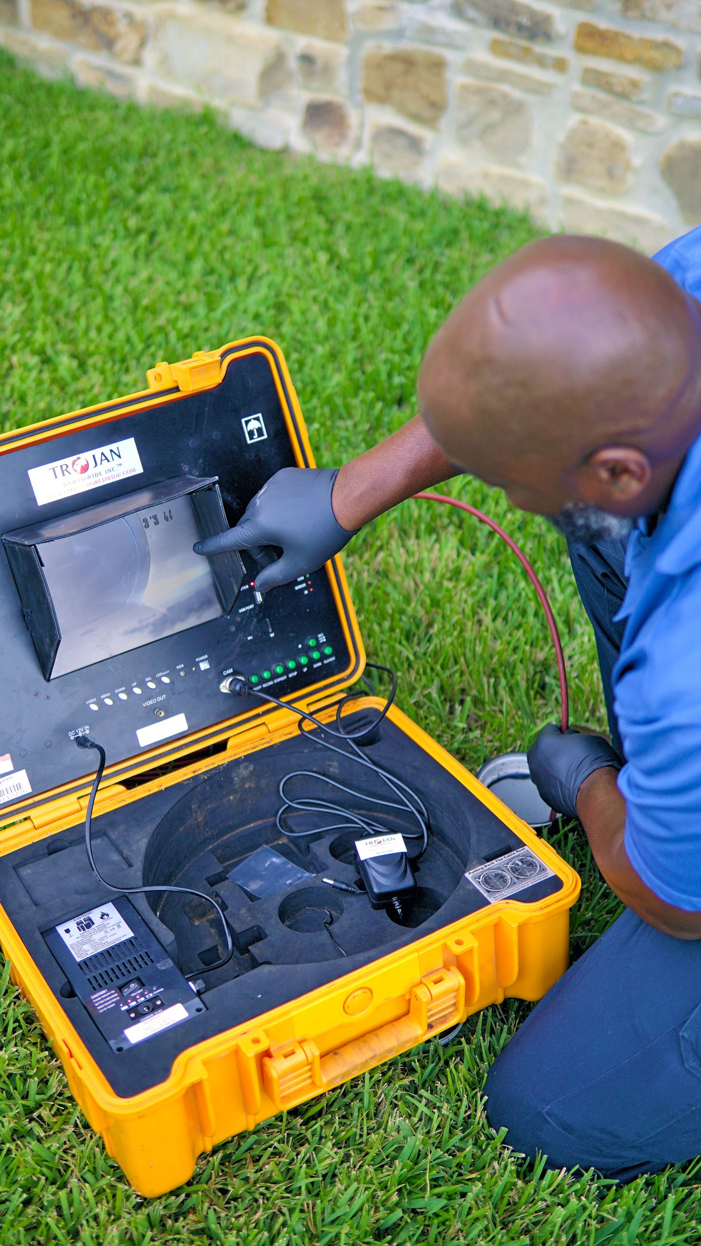 JD Precision Plumbing using Trojan sewer camera